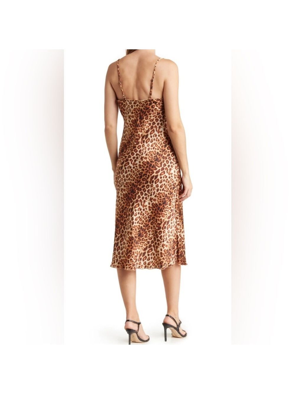 Bebe Satin Cheetah Animal Print Satin Bias Cut Midi Slip Dress Small NWT - Picture 3 of 7